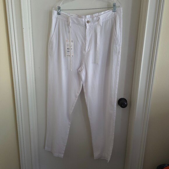 Zara Men’s White Drawstring Waist Slim Trousers Size [insert size] NWT - Picture 1 of 8